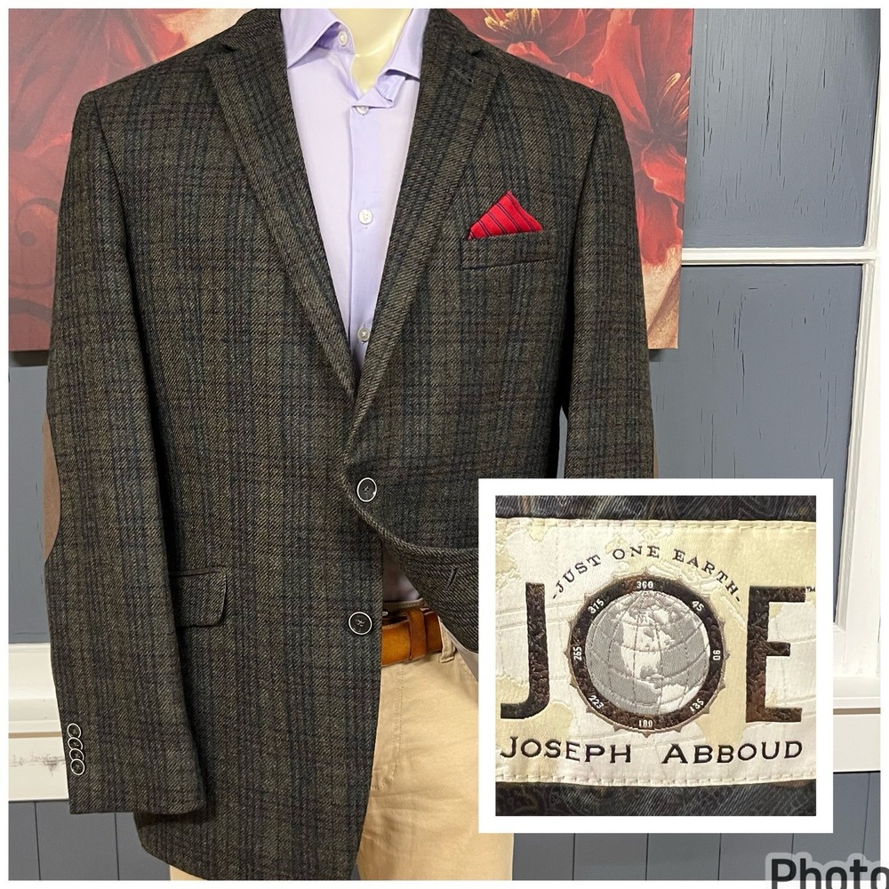 Joseph Abboud Tweed Blazer Mens 46L Long Slim Fit Wool Olive,Teal,Red,Others